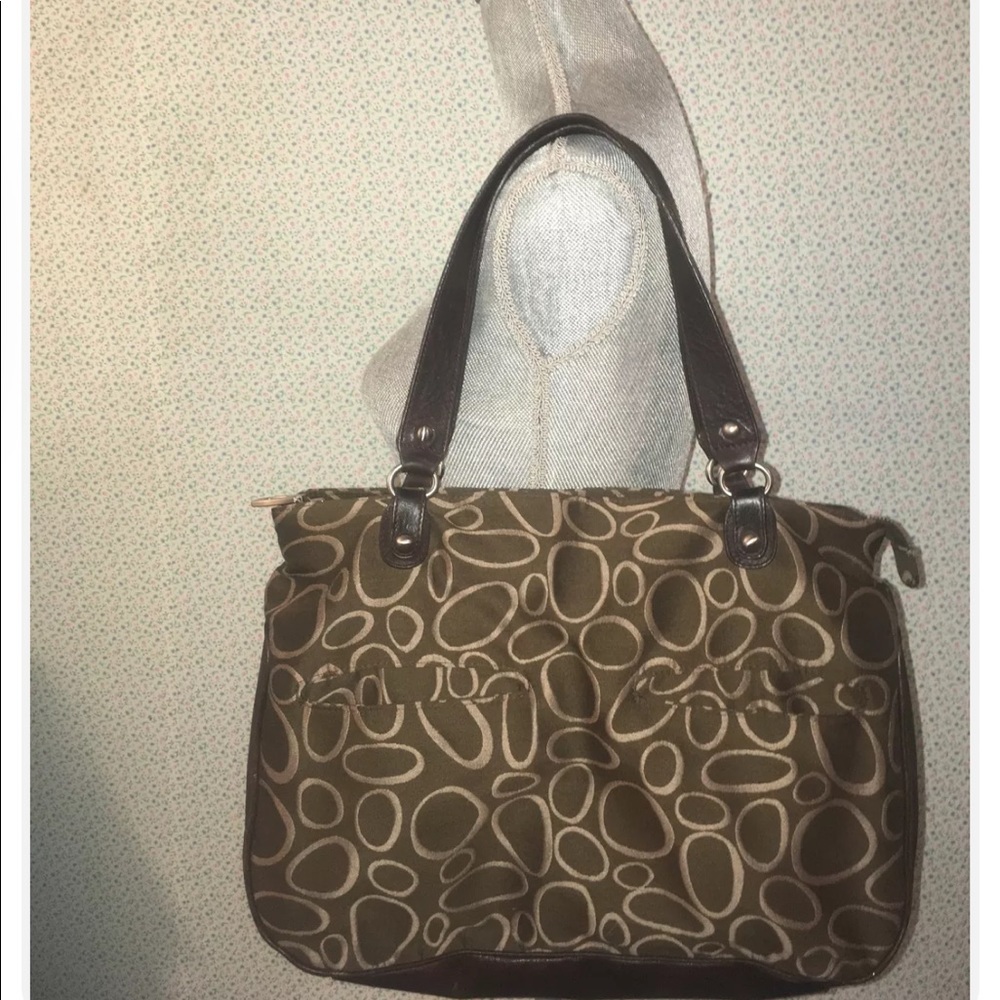 Angela Adams Maine Designer LULU Leather Canvas Shoulder Funky Design Bag